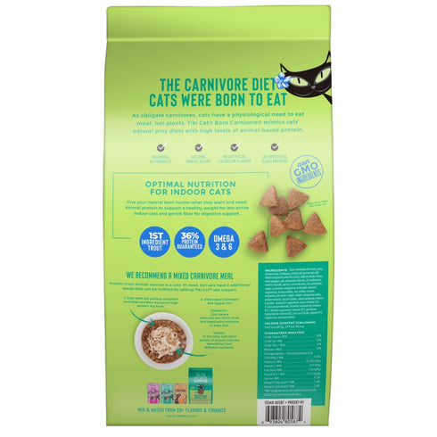 Tiki Cat Born Carnivore Indoor Health Trout & Menhaden Fish Dry Cat Food 3lb Poudre Pet & Feed Supply 3